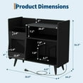 thumbnail image 3 of Rugerasy Vinyl Storage Cabinet,Large Record Player Stand with LED Light Charging Station and Sliding Door,Turntable Stand Holds Up to 350 Albums for Office,Black, 3 of 7