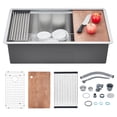 thumbnail image 4 of GloryStar Stainless Steel Kitchen Sink, Modern Undermount Workstation Single Bowl, Includes Useful Accessories, Multi-Functional Prep Basin for Home and Restaurant Applications, 4 of 9