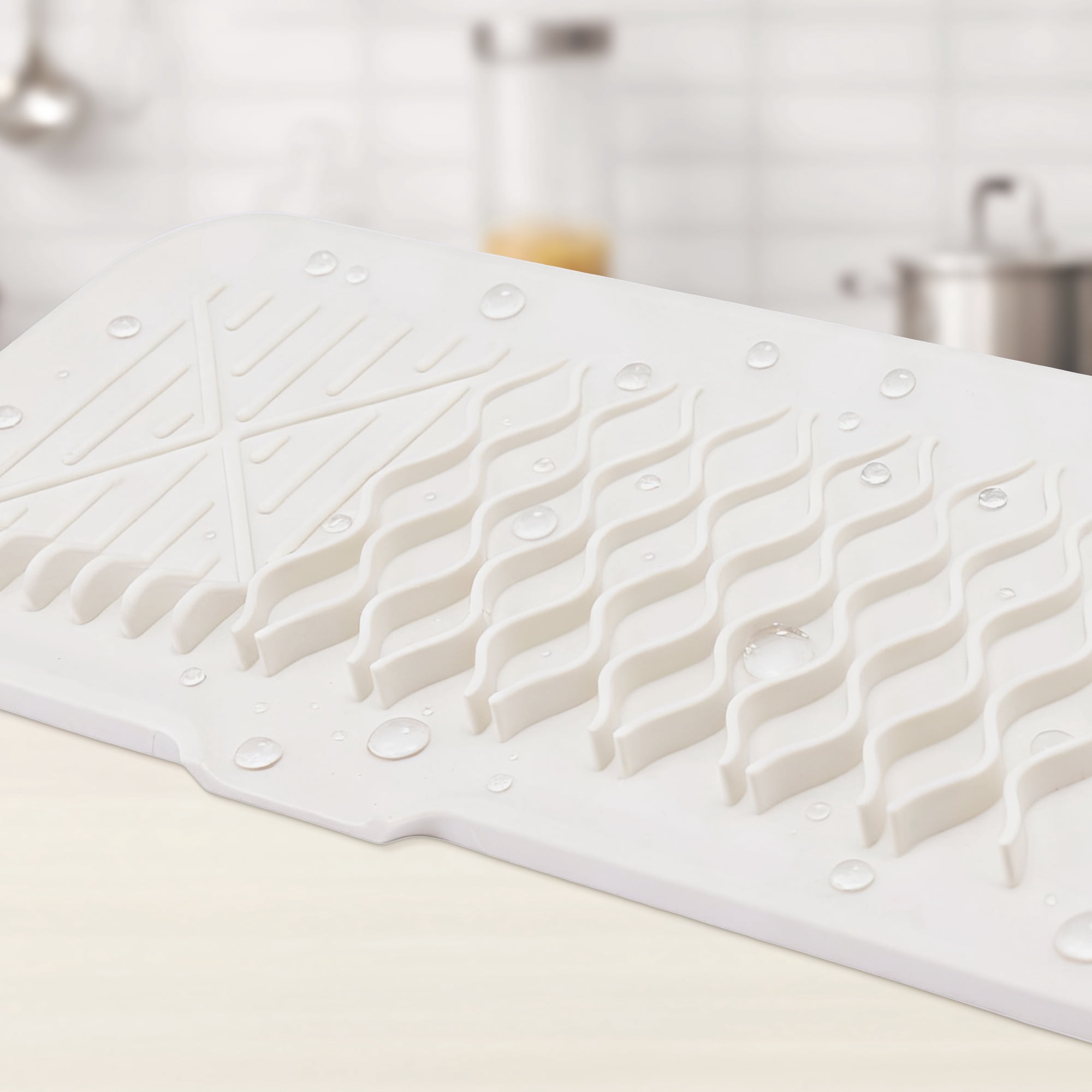 Longer Faucet Mat for Kitchen Sink Splash Guard, Kitchen Sink Mat,  Kitchen Sink Splash Guard, Kitchen Sink Area Behind Faucet Mat Beige 24.0*5.7 inch