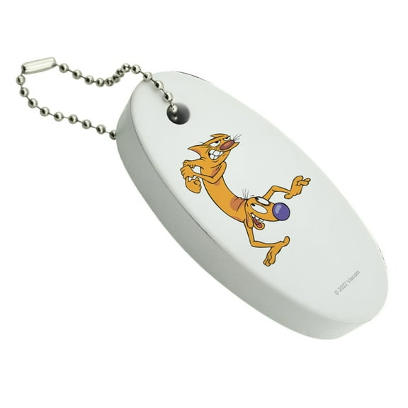 CatDog Ready to Fight Floating Keychain Oval Foam Fishing Boat Buoy Key Float