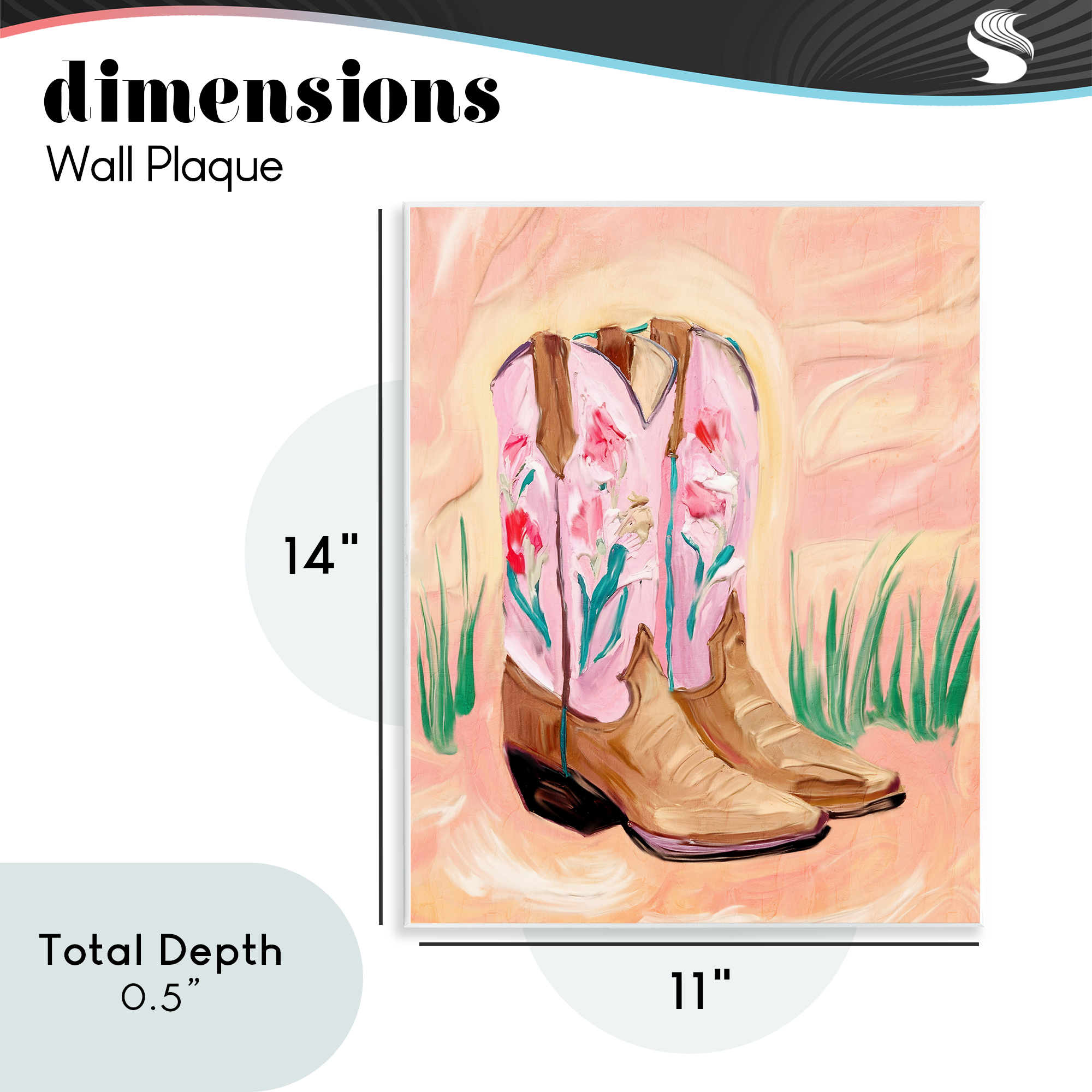 Floral Pinks Boots Wall Plaque Art, design by Kim Allen