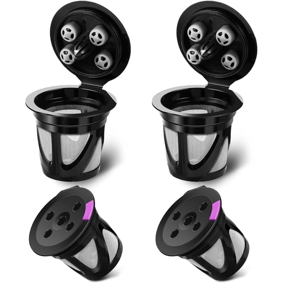 Sakaguro 4-Pack Reusable K-Cups, 5-Hole Coffee Filter, Package Dimensions 4.09"L × 3.9"W × 2.4"H