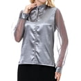 thumbnail image 1 of WEAIXIMIUNG T-Shirts Amusants Chemises Femme Mode Décontractée Manches Longues Imitation Soie Haut Chemise, 1 of 9