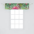 thumbnail image 2 of Ambesonne Tropical Window Valance with Rod Pocket, Flamingo Hibiscus Palm Art, 54" X 18", Dark Coral and Peacock Green, 2 of 2