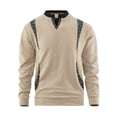 thumbnail image 5 of Mens Sweatshirts 2025 Winter Color Blocking Pullover V Neck Sweater Casual Loose Long Sleeve Comfortable Hoodless Mens Sweatshirt Khaki S, 5 of 5