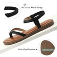 thumbnail image 5 of Ecetana Sandals for Women Soft Leather Strappy Flat Sandals for Women with Elastic Strap, 5 of 6