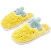 Cute Pineapple Home Slippers, Soft Plush Fleece Slip on House Slipper Indoor Shoes for Women, Yellow (Small, US 6.5)