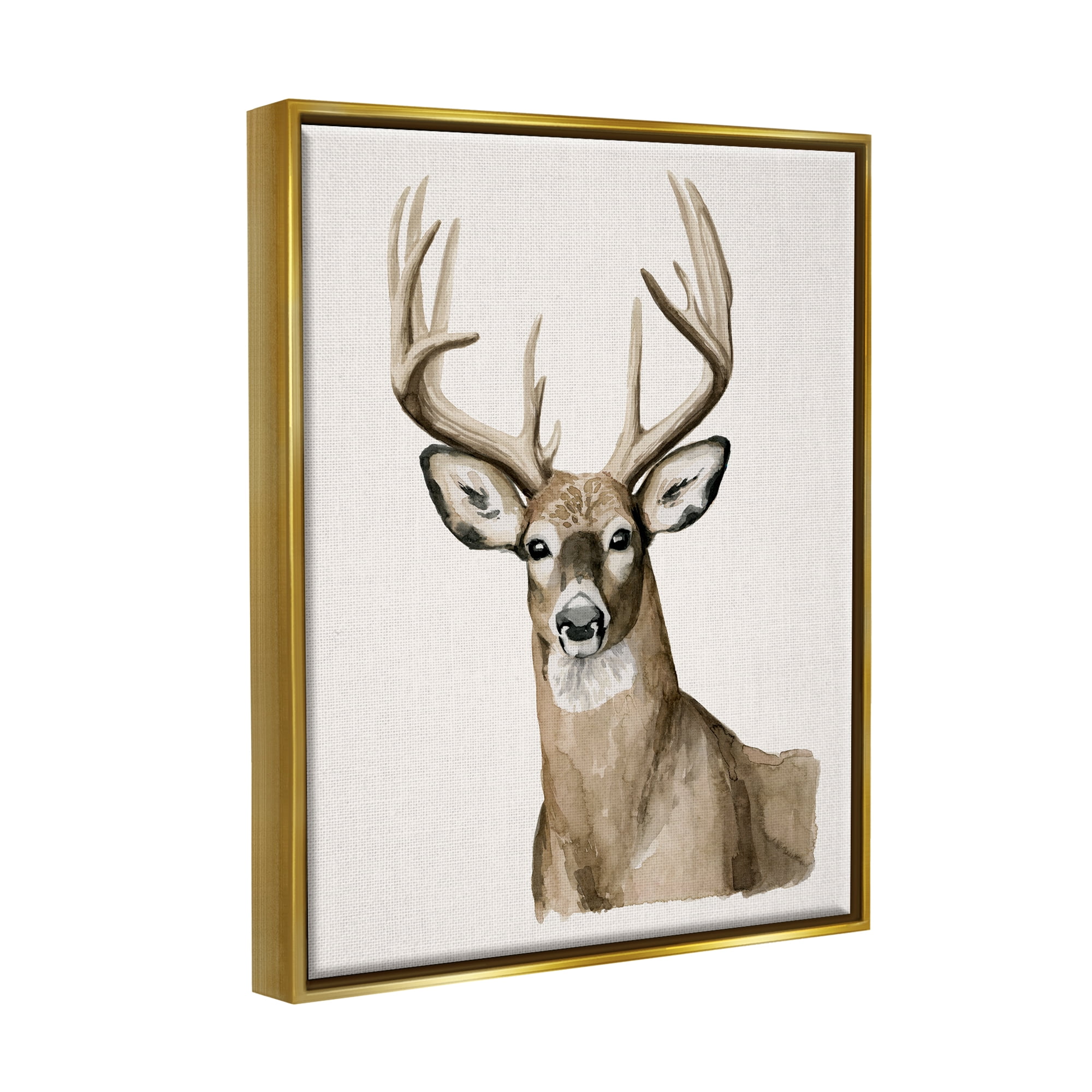 Stupell Industries Elk Portrait Wildlife Animals & Insects Painting Gold Floater Framed Art Print Wall Art, 25 x 31