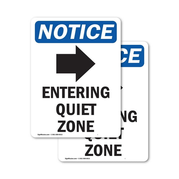 (2 Pack) Entering Quiet Zone Sign
