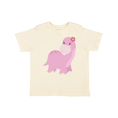 

Inktastic Cute Pink Dinosaur with Flower Gift Toddler Toddler Girl T-Shirt