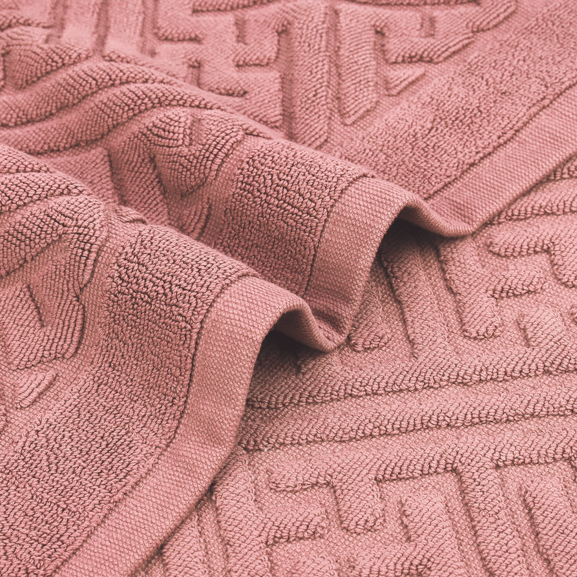 Unique Bargains Luxury Bath Mat Cotton Absorbent Hotel Spa Shower Floor Towel Pink