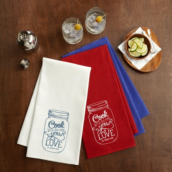 Personalized RedEnvelope Mason Jar Kitchen Towel Blue Personalized RedEnvelope Mason Jar Kitchen Towel Blue