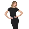 thumbnail image 3 of Forever 21 Women’s Short Sleeve Boatneck Midi Dress with Side Slit, Fitted Silhouette and Versatile Everyday to Evening Style, XS-XL, 3 of 6