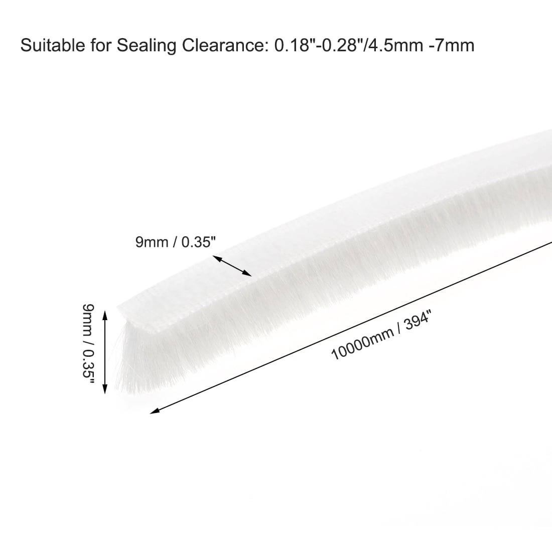 Uxcell Brush Weather Stripping Adhesive Felt Door Seal Strip 394Inch L x0.35Inch W White