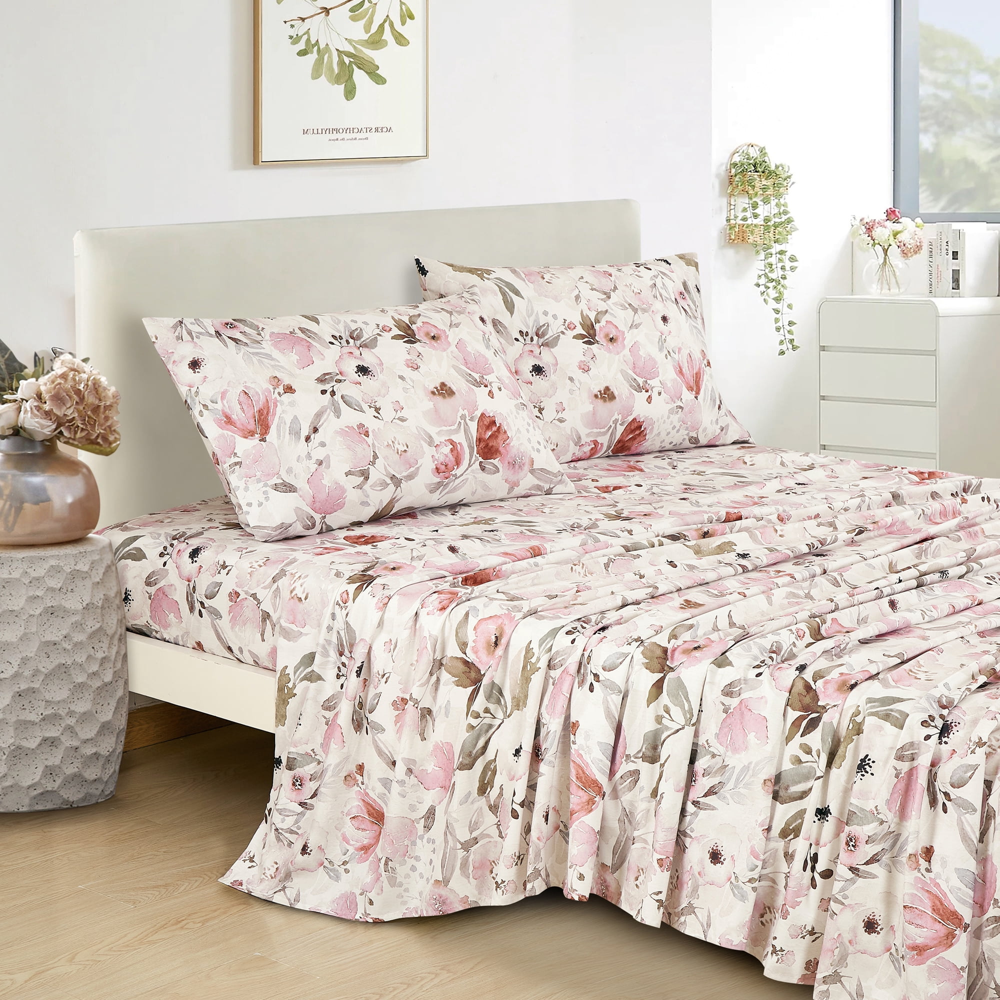 Evjk 3-4 PC Jcrown Sheet Set, Sophisticated Print, Plush Feel, Full