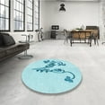 thumbnail image 4 of Ahgly Company Machine Washable Indoor Round Transitional Electric Blue Area Rugs, 5' Round, 4 of 7