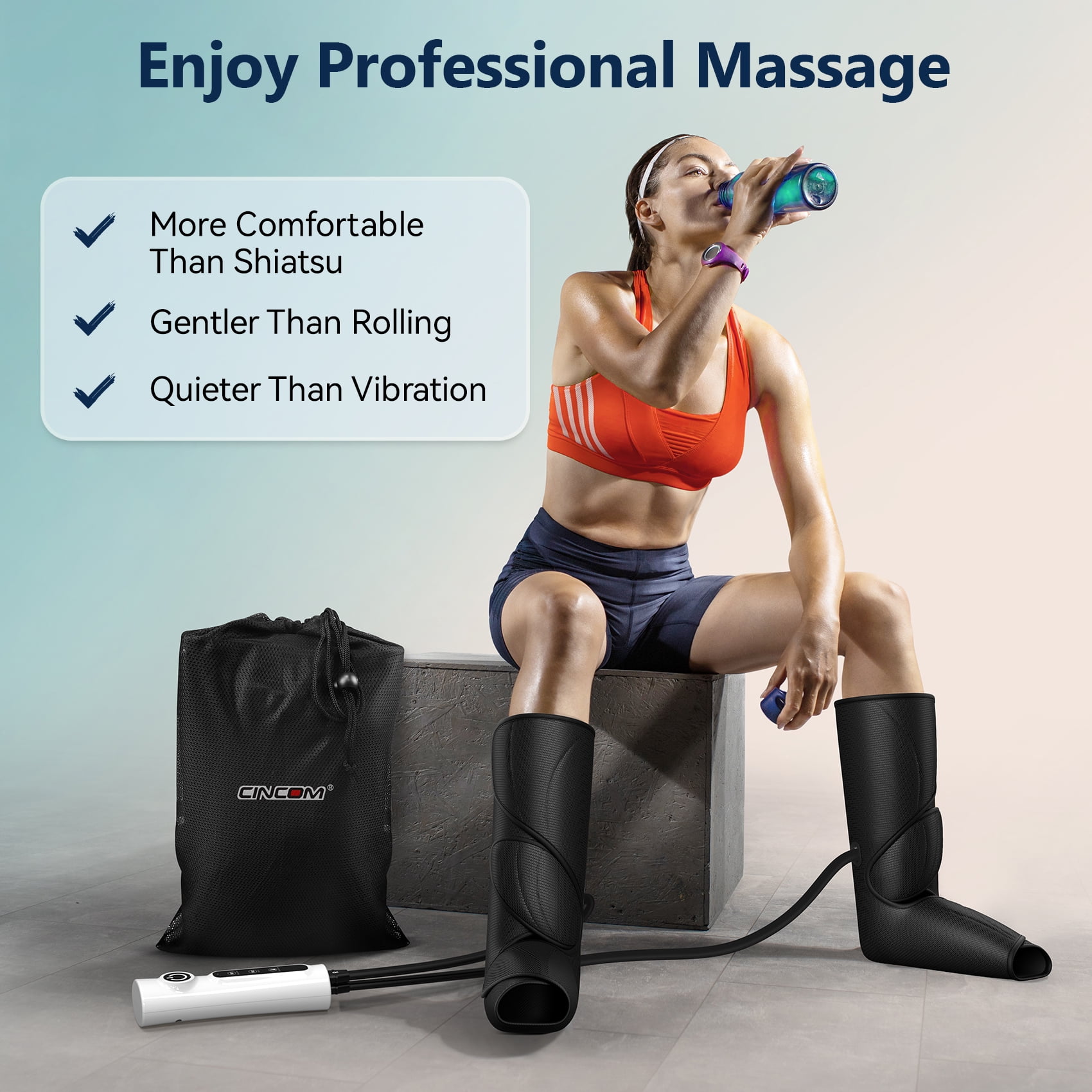 CINCOM Leg Massager for Circulation Air Compression Foot and Leg Massage FSA/HSA Eligible