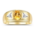 thumbnail image 1 of RYLOS Men's Rings Yellow Gold Plated Silver Classic 8X6MM Oval Gemstone &  Diamond Ring Citrine November Birthstone Rings For Man Silver Rings Size 13, 1 of 7