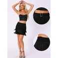 thumbnail image 2 of DARING DIVA Women's Fringe Trim High Waist Belted Pencil Mini Skirts M Black, 2 of 6