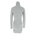 thumbnail image 3 of Women's Turtleneck Ribbed Knit Sweater Bodycon Dress Casual Solid Long Sleeve Dresses Simple Slim Fit Short Dress, 3 of 7