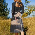thumbnail image 3 of Robe Évasée Col Carré Élégante Mode Féminine Imprimée Nature Sauvage, 3 of 5