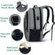 thumbnail image 4 of Mochila antirrobo para portátil de 18 pulgadas para hombre, impermeable, de gran capacidad, funcional, para viajes, escuela, negocios (gris) kaili Sencillez, 4 of 5