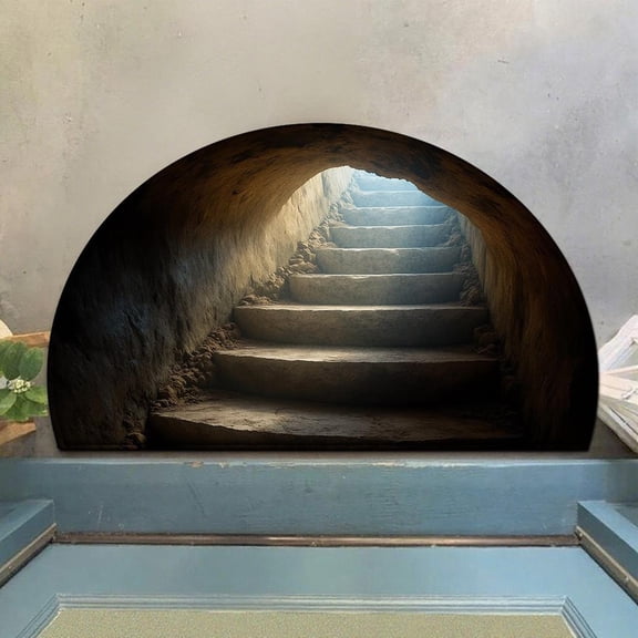 3D Optical Illusion Rug,Semi Circle Visual Trap Door Mat,Rugs That Look Like A Hole,Optical Illusion Non-Slip Visual Trap Floor Mat,Play Games with Your Cat and Dog,for Bedroom,Living Room,Entrance
