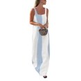 thumbnail image 1 of Vestido CHARTOU de verano para mujer, sin mangas, lino, azul, talla M, 1 of 5