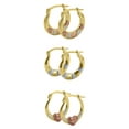 thumbnail image 2 of Brilliance Fine Jewelry Women's 14K Gold Plated Sterling Silver 2Tone And Tri Color Round Hoop Earrings Set, 2 of 5