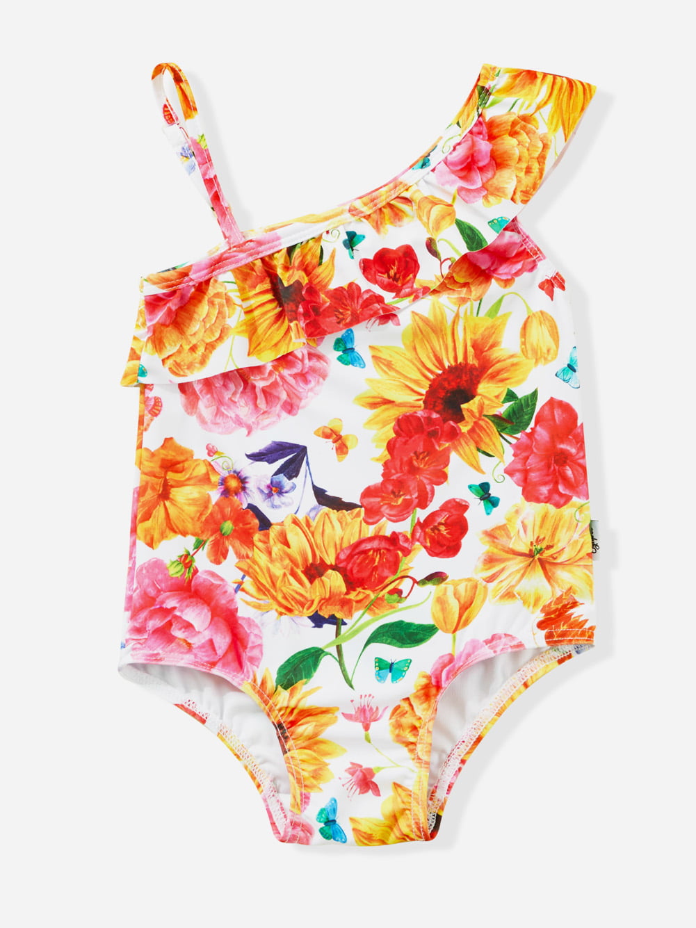 Baby Girls Sunflower Print Tutu Swimsuit Swimwear Kid One Piece Swimming Costume 