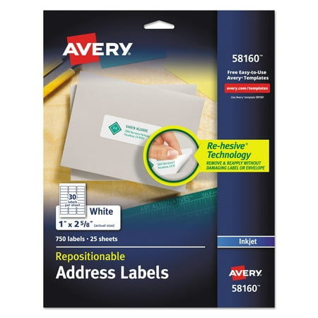 avery repositionable address labels inkjet laser 1 x 2 5 8 white
