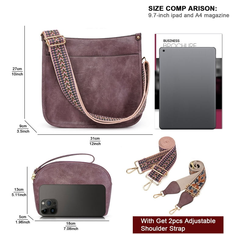 HKCLUF Women's Crossbody Bag & Wallet Set, 2pcs Leather HKCLUF Women's Crossbody Bag & Wallet Set, 2pcs Leather