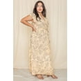 thumbnail image 4 of Pastel Yellow Floral Line Drawing Flutter Sleeve Surplice Maxi Dress with Sash_Plus, 4 of 9