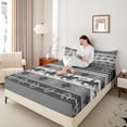 thumbnail image 4 of Homewish Grey Fashion Aztec Full Size Sheets, Western Tribal Cowgirl Bed Sheets, Rustic Farmhouse Horse Sheet Sets, Super Cozy Room Decor, 4pcs, 4 of 7