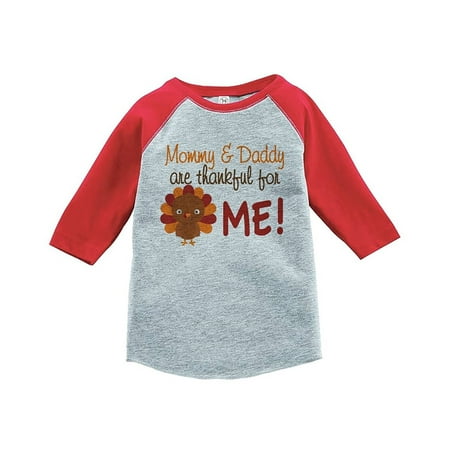 Custom Baby Shirt - Custom Party Shop Baby Boy's Thankful For Me Thanksgiving Red Raglan - XL (18-20) T-shirt