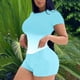 thumbnail image 2 of Conjuntos de Camisas Para Mujer, 2 Piezas, Traje Deportivo Informal, Cuello Redondo, Estampado, Manga Corta, Conjunto de Pantalones Cortos Odeerbi  ODB124582, 2 of 5