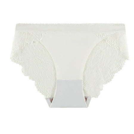 Scyoekwg Women s Underwear Bikini Underwear Lace Stretchy Comfort Mid Waisted Underwear Hipster Panties Underpants(White XL)