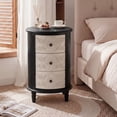 thumbnail image 6 of FOROUTIA Farmhouse Round Storage Cabinet with 3 Drawers, Carved Wood Nightstand, Vintage Accent Chest for Bedroom Living Room, Black, 6 of 7