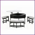 thumbnail image 4 of Space-Saving Modern Round Coffee Table with Lift-Top Storage & 3 Ottomans for Living Room, 4 of 23