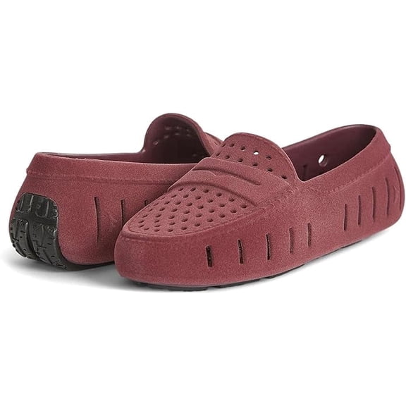 Floafers Women's Posh Driver Faux Suede, Burgundy Vegan Suede, 8, Medium