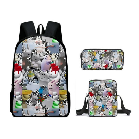 Funny Cute Rabbit Gubby Casual Daypacks Forsaken Gubby Backpack Shoulder Bag Pencil Case 3PCS Set