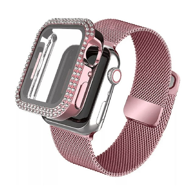 Correa De Acero + case Protector Apple Watch Smart Watch 40mm / Series 4/5/6/SE ROSA