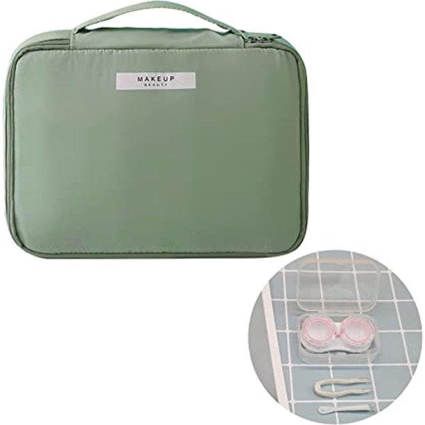 Bolsa de cosméticos portátil, bolsa de almacenamiento, neceser de mujer con compartimento desmontable, verde maca
