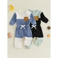 thumbnail image 3 of Loicainy Infant Baby Boy Fall Clothes Set 3 6 12 18 Months Long Sleeve Contrast Color Romper + Pants Outfits, 3 of 9