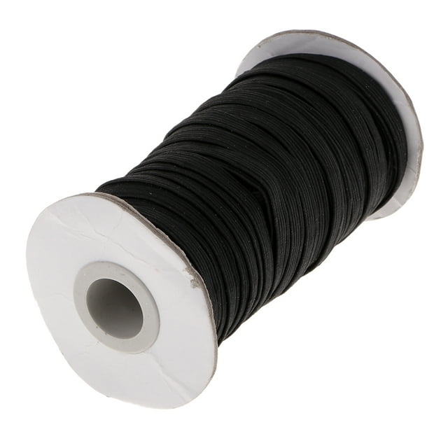 1Roll 21 Meters 6mm Wide Black Flat Elastic Cord Rope String Waist Band for Cuff