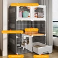 thumbnail image 6 of Happyhtes All-in-One Cat House, Large Indoor Cat Cage with Cat Bed, Scratching Board, and Litter Box, Multi-Functional Cat Condo for 1-2 Cats (Grey), 6 of 7