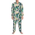 thumbnail image 3 of Naloa Flamingo Men’s Pajamas Set - Long Sleeve Button Down Sleep Shirt and Pajama Bottoms Sleepwear Set-Medium, 3 of 7