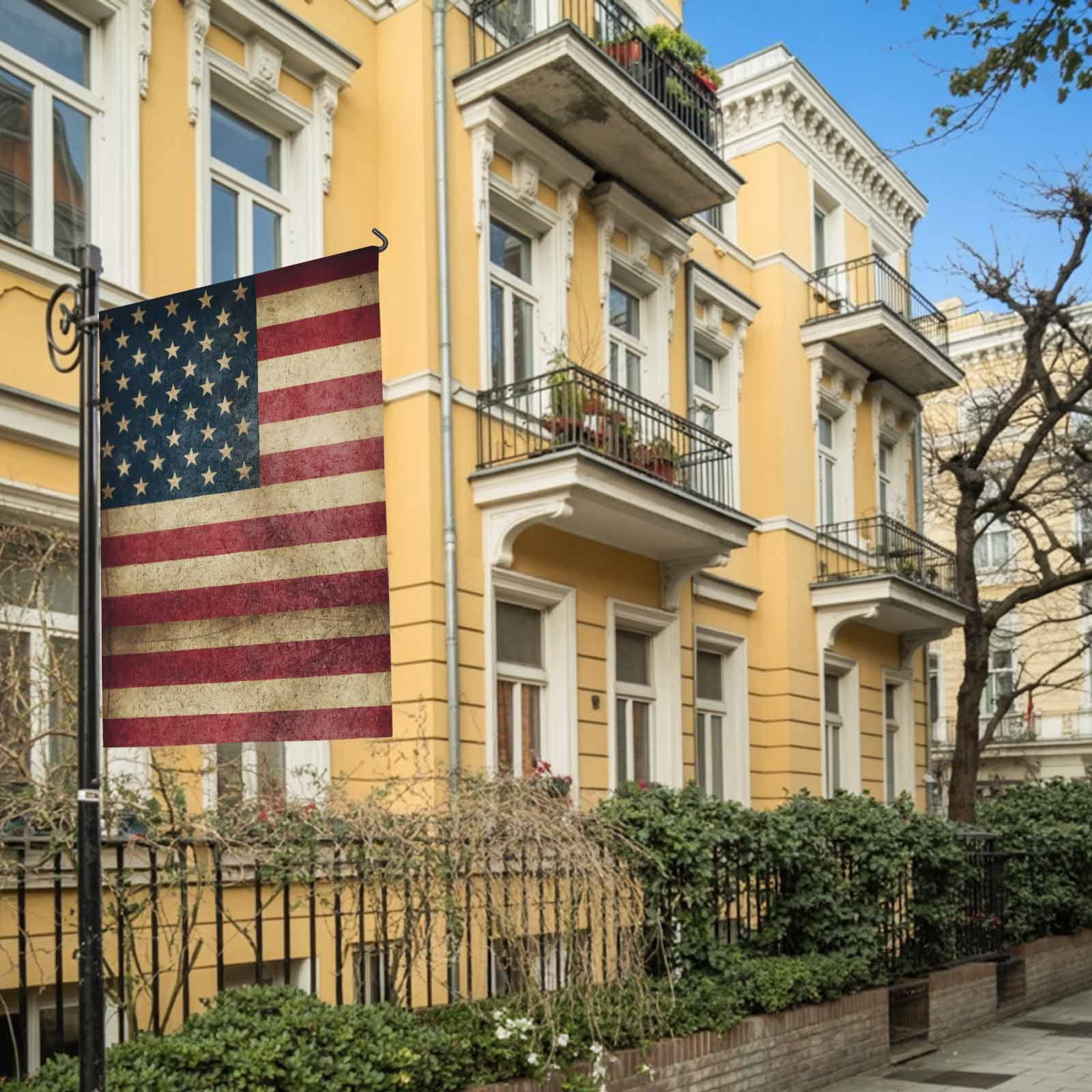 Retro American Flag House Flag 28 x 40 Inches, Independence Day Red Stripes Blue Stars Weather Proof Outdoor Patio Flags Double Sided Small House Decoration for Yard Lawn Outside Home