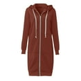 thumbnail image 4 of VEKDONE 2026 Long Hoodie Jackets for Women Casual Long Sleeve Full Zipper Hooded Coat Fall Winter Loose Fit Warm Comfy Coat Trendy Solid Color Drawstring Jacket with Pockets, 4 of 4