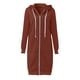 thumbnail image 4 of ICHUANYI Clearance Women's Solid Color Jacket Thickening And Fleece And Winter Casual Zipper Long Sleeve Pocket Hooded Long Sweater(Brown, XL) ICHUANYI WER2023081206446, 4 of 7
